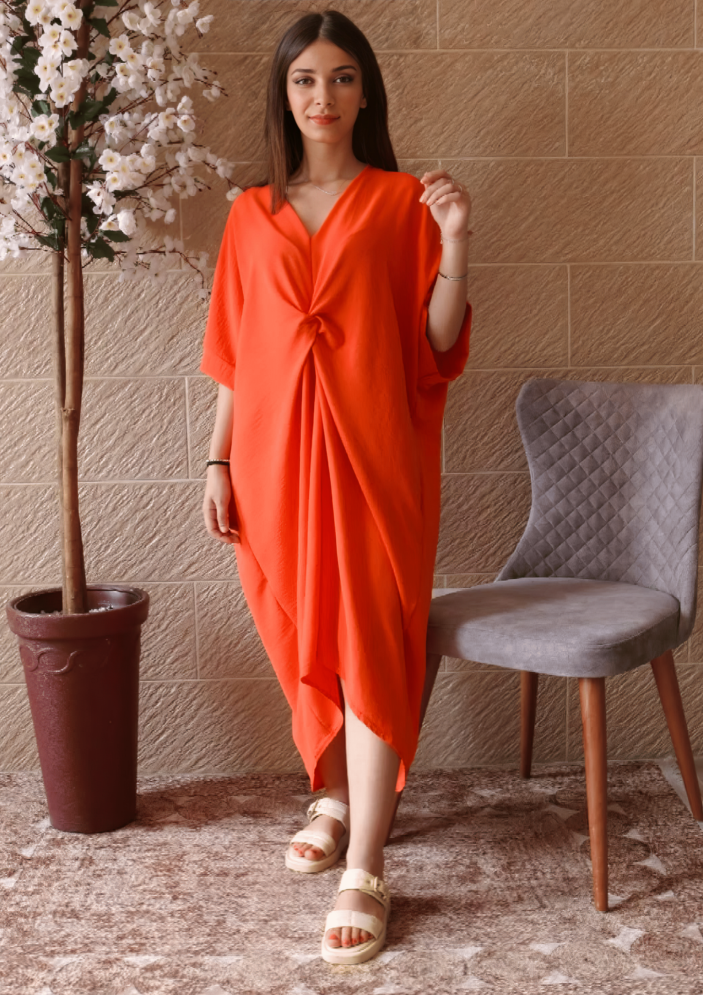 Nahia | Robe souple avec noeud torsadée